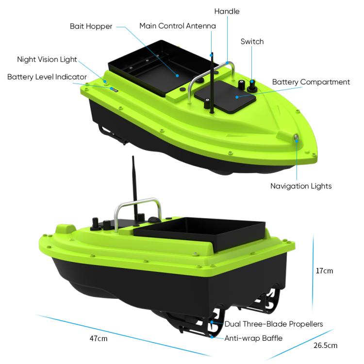 D26 Smart Control Fishing Bait Boat Support GPS Positioning Built-in Light Strip, US Plug, EU Plug, UK Plug