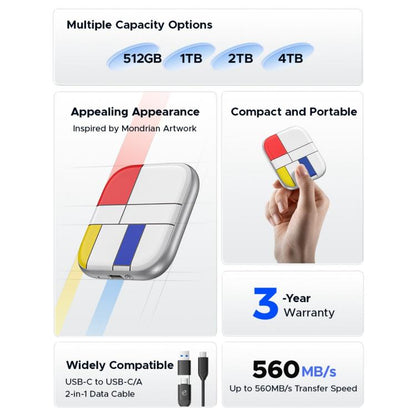 ORICO-H5 2.5 inch Mondrian-Inspired Portable Type-C External SSD, 128GB