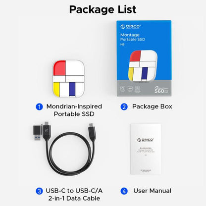 ORICO-H5 2.5 inch Mondrian-Inspired Portable Type-C External SSD, 128GB