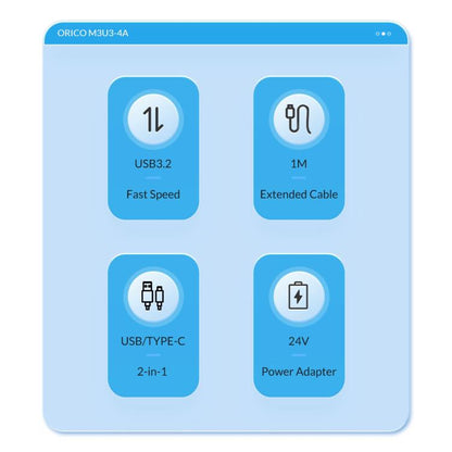 ORICO M3U3-4A 4 in 1 Type-C to USB 3.2 Docking Hub, M3U3-4A