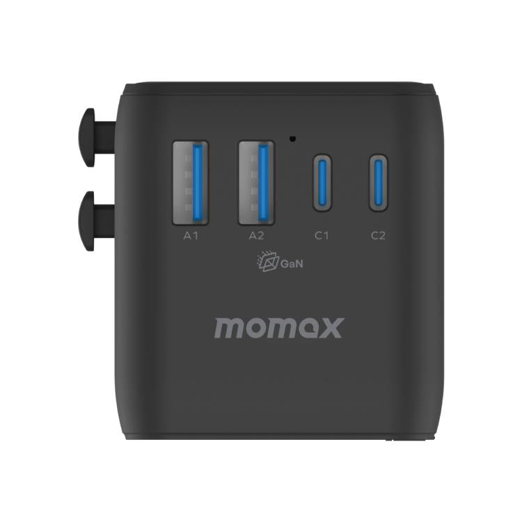 MOMAX UA23 1-World 2 4-Port Mini Universal Travel GaN Charger 100W with Dual AC, UA23D, UA23L
