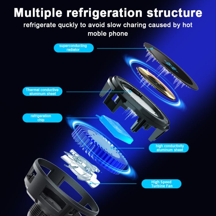 Q7 RGB Semiconductor Heat Dissipation 15W Car Wireless Charger Phone Holder, Q7