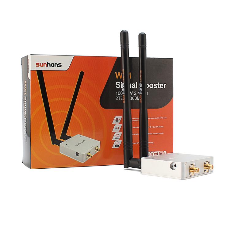 Sunhans 2.4GHz 1000mW 2T2R  300Mbps MIMO WiFi Signal Booster, EU Plug, US Plug