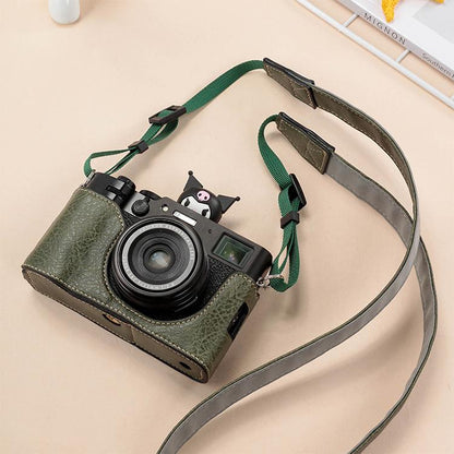 Buffalo Texture PU Leather Camera Half Case Base with Shoulder Strap, For FUJIFILM X100VI