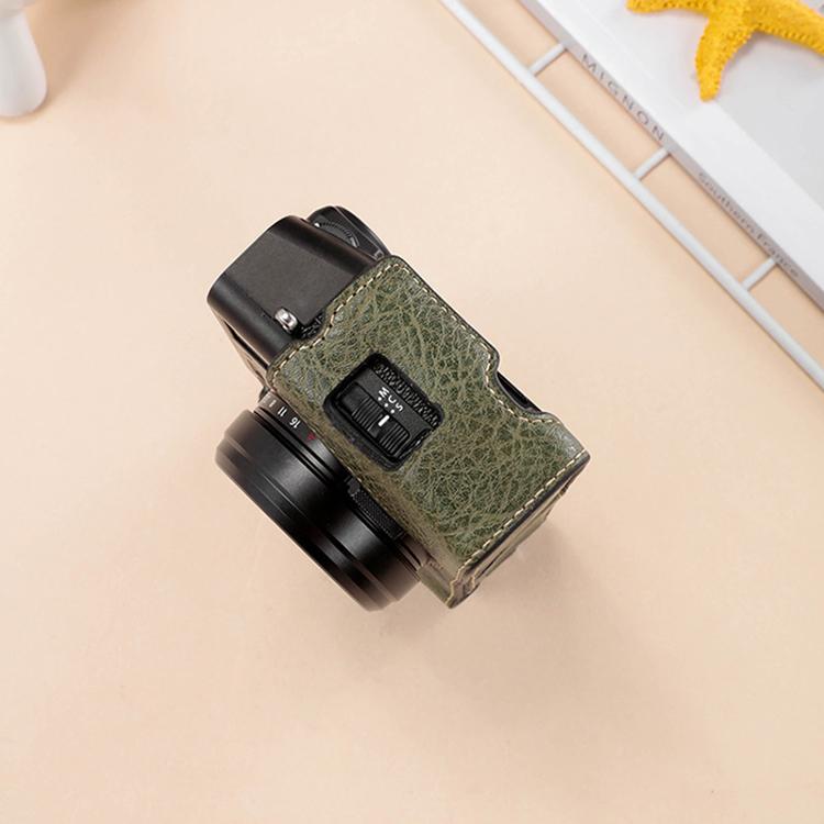 Buffalo Texture PU Leather Camera Half Case Base with Shoulder Strap, For FUJIFILM X100VI