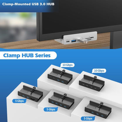 HCL-4A-Pro Aluminum Alloy 4-port USB3.0 Clamp Hub, HCL-4A-Pro