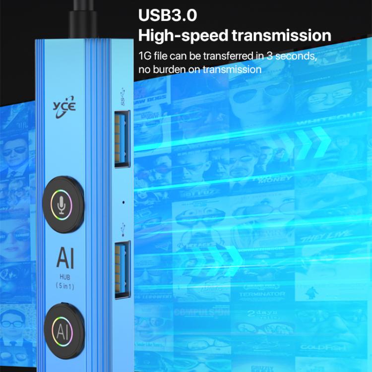 YCE V295 5 in 1 USB-C / Type-C HUB Adapter AI Docking Station, V295