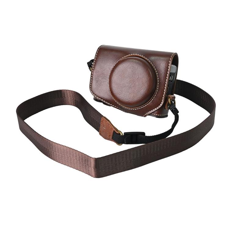 Retro Pull Up Leather Full Body Camera Case Bag with Strap, For Canon G7 X Mark III / G7X3, For Canon PowerShot SX740 HS