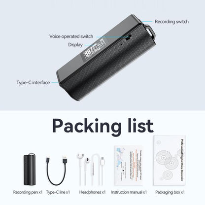 JNN Q70P OLED Display Magnetic Noise Reduction Voice Recording Pen Support APP Control, 8GB, 16GB, 32GB, 64GB, 128GB