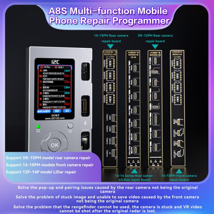 i2C A8S Multi-function Phone Repair Programmer, Host, Host+12-15 Plus True Tone Board, Host+7-15 Pro Max True Tone Board