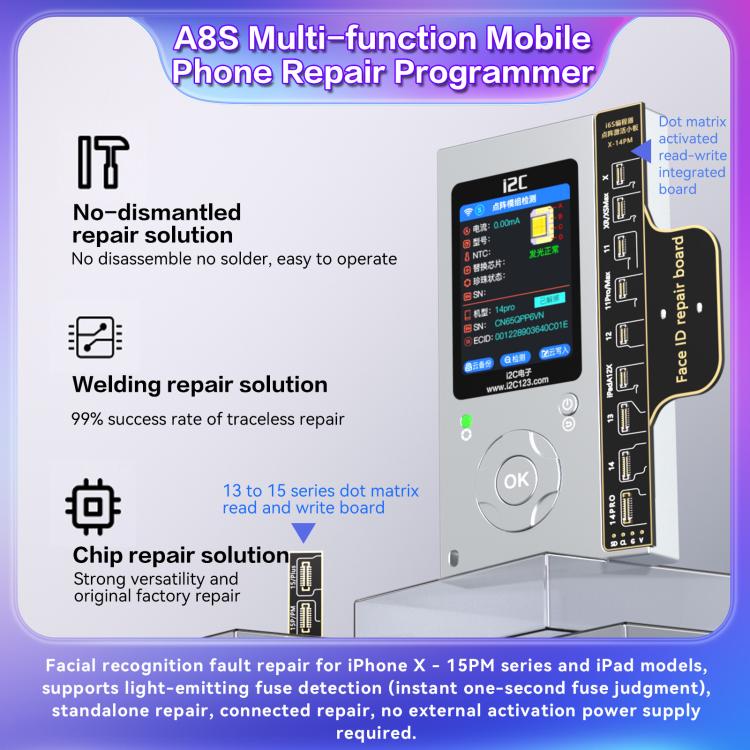 i2C A8S Multi-function Phone Repair Programmer, Host, Host+12-15 Plus True Tone Board, Host+7-15 Pro Max True Tone Board