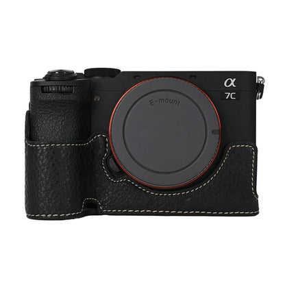 Litchi Texture PU Leather Camera Half Case Base, For Sony ILCE-7CM2 / Alpha 7C II, For Sony ILCE7RM5 / A7R5