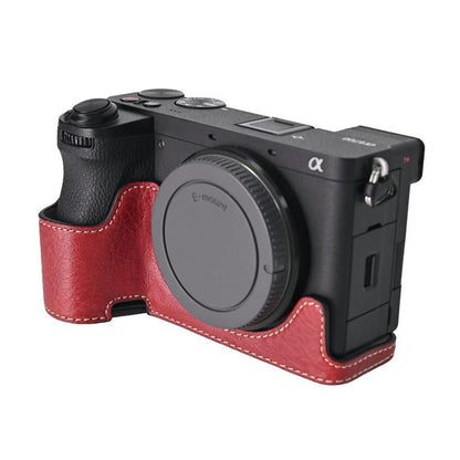 Litchi Texture PU Leather Camera Half Case Base, For Sony ILCE-6700 / A6700, For Sony ILCE-6400 / A6300 / A6200