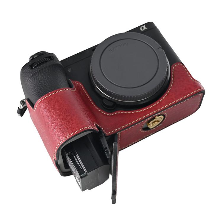 Litchi Texture PU Leather Camera Half Case Base, For Sony ILCE-6700 / A6700, For Sony ILCE-6400 / A6300 / A6200