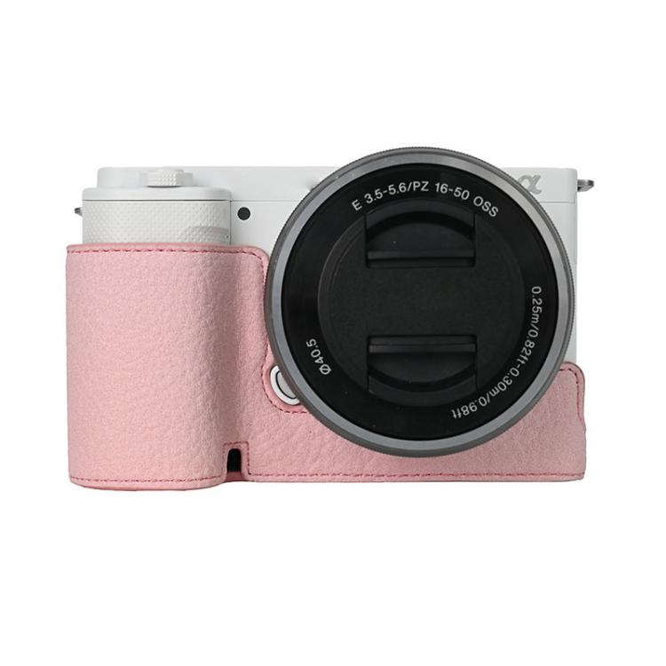 Litchi Texture PU Leather Camera Half Case Base, For Sony ZV-E10