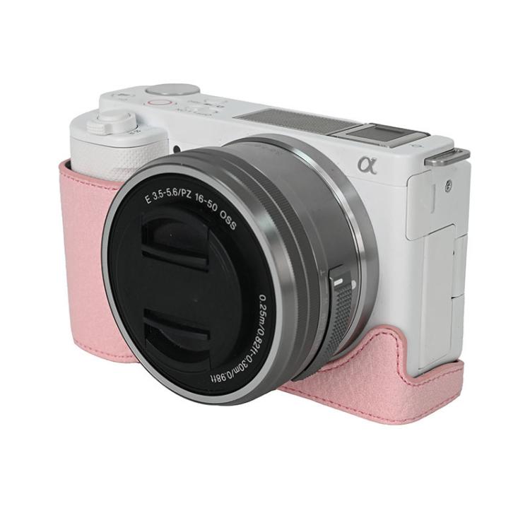 Litchi Texture PU Leather Camera Half Case Base, For Sony ZV-E10