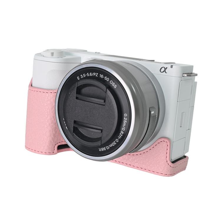Litchi Texture PU Leather Camera Half Case Base, For Sony Alpha ZV-E10 II / ZV-E10M2