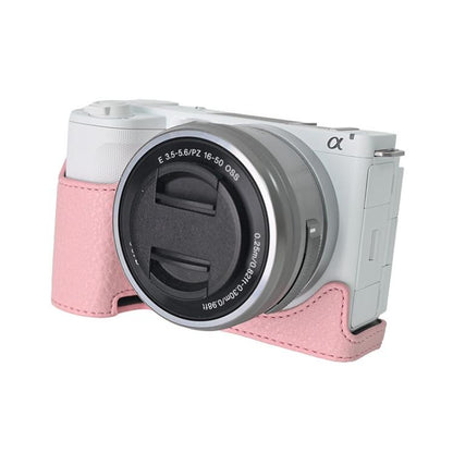 Litchi Texture PU Leather Camera Half Case Base, For Sony Alpha ZV-E10 II / ZV-E10M2
