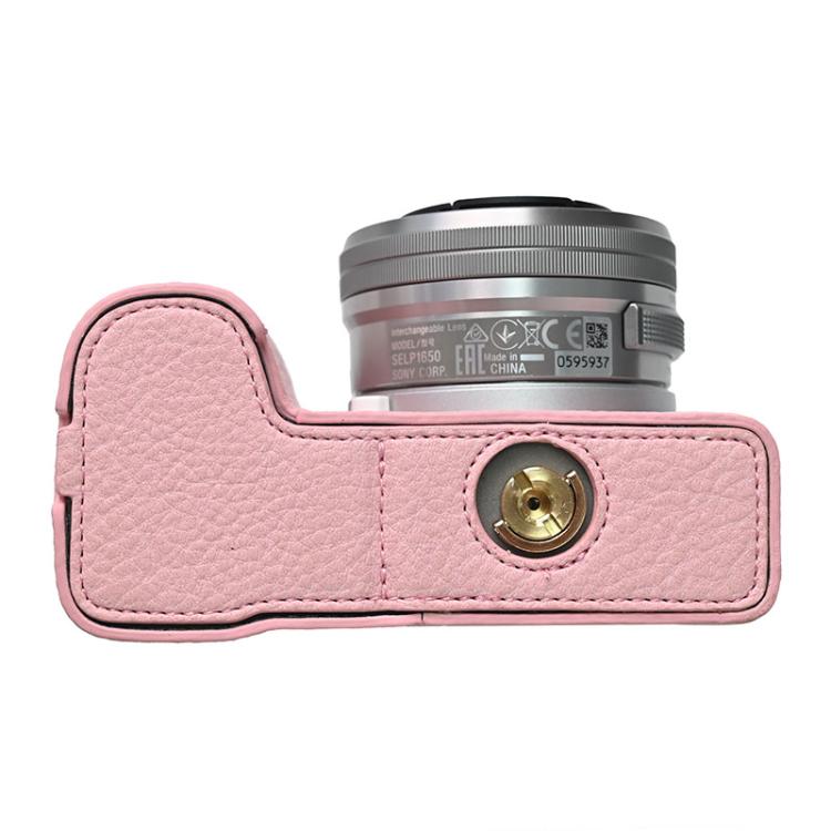 Litchi Texture PU Leather Camera Half Case Base, For Sony Alpha ZV-E10 II / ZV-E10M2