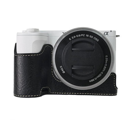 Litchi Texture PU Leather Camera Half Case Base, For Sony Alpha ZV-E10 II / ZV-E10M2