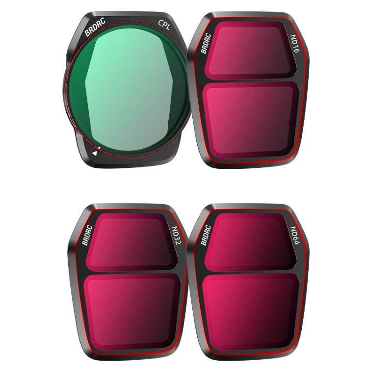 For DJI Air 3S BRDRC Camera Lens Filter, ND8, ND16, ND32, ND64, NIGHT, 3 in 1 CPL UV ND16, 4 in 1 CPL ND16-64, 6 in 1 ND8-64 UV CPL