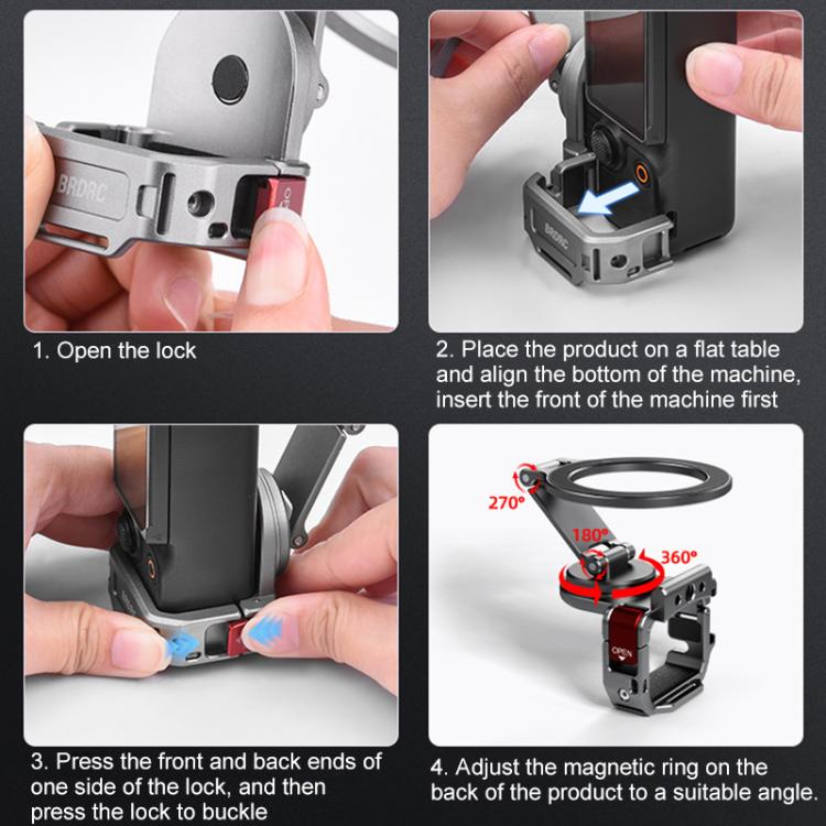 BRDRC Smartphone Teleprompter Stand Desktop Clamp Cold Shoe Extension Mount, Dark Grey
