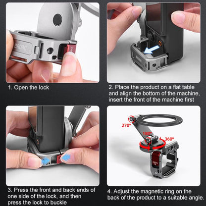 BRDRC Smartphone Teleprompter Stand Desktop Clamp Cold Shoe Extension Mount, Dark Grey