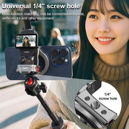 BRDRC Smartphone Teleprompter Stand Desktop Clamp Cold Shoe Extension Mount, Dark Grey