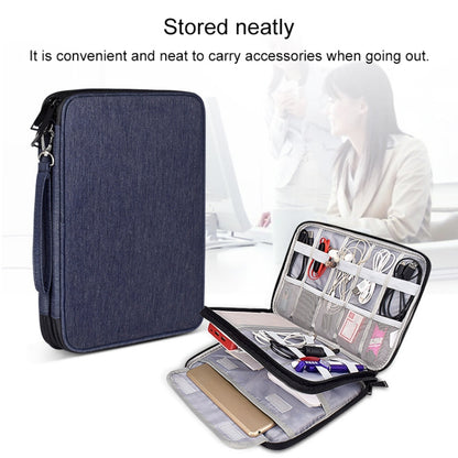 SM01 Multi-function Waterproof Double Layer Data Cable Earphone U Disk Digital Accessories Storage Bag, Size: L, Size: L(Black), Size: L(Navy Blue)