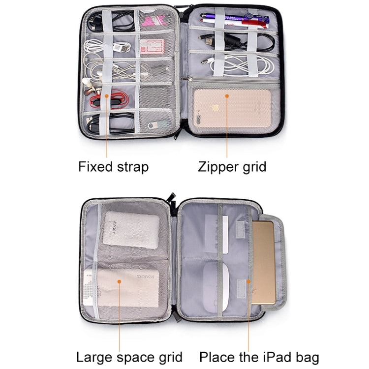 SM01 Multi-function Waterproof Double Layer Data Cable Earphone U Disk Digital Accessories Storage Bag, Size: S, Size: S(Pink), Size: S(Black)