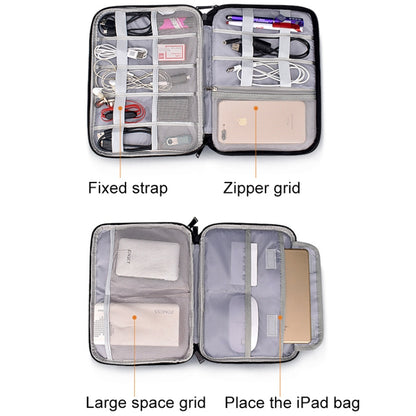 SM01 Multi-function Waterproof Double Layer Data Cable Earphone U Disk Digital Accessories Storage Bag, Size: S, Size: S(Pink), Size: S(Black)