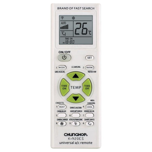 CHUNGHOP K-920ES Universal Air Conditioner Remote Control with Brand Button Pairing Function, K-920ES(White)