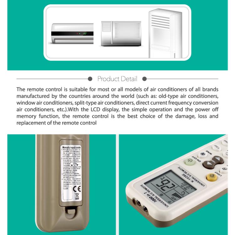 CHUNGHOP K-1028E Universal Air Conditioner Remote Control with Torch, K-1028E