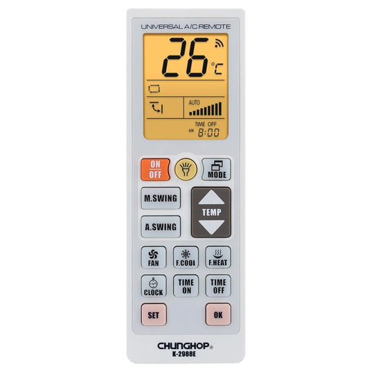 CHUNGHOP K-2988E Universal Air Conditioner Remote Control with Torch and LCD backlight, K-2988E(White)