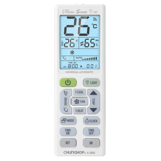 CHUNGHOP K-3302E Universal Air Conditioner Remote Control with Torch and LCD backlight, K-3302E