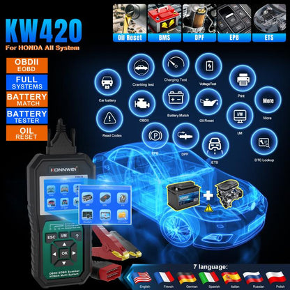 KONNWEI KW420 2.8 inch Color Screen Car OBD2 Fault Diagnostic Scan Tool for Honda, KW420