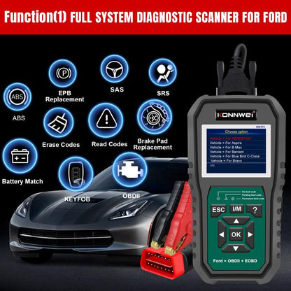 KONNWEI KW470 2.8 inch Color Screen Car OBD2 Fault Diagnostic Scan Tool for Ford, KW470