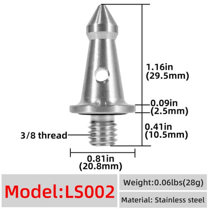 BEXIN LS002 Stainless Steel Tripod Spikes with 3/8 Screw for DSLR Tripods and Monopods, LS002