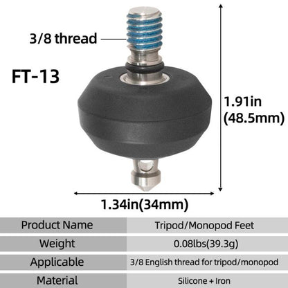 BEXIN FT-13 3/8 Screw Rubber Feet Pads Tripod Anti-Slip Foot Pad, FT-13