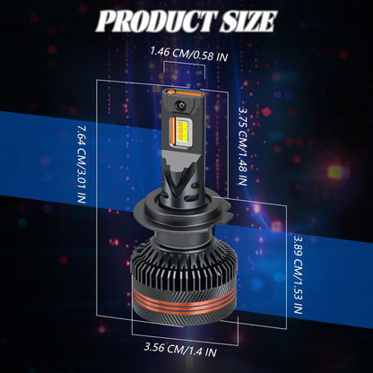 2pcs/Pack 60W 8000LM 6000K Three Color Remote Control Car LED Headlight Bulb, H7