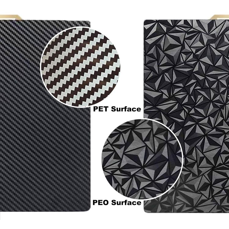 PET Carbon Fiber PEO Diamond Film Double-Sided 3D Printer Build Plate, 220x220mm, 235x235mm, 257x257mm, 300x300mm, 310x315mm, 355x355mm, 377x370mm