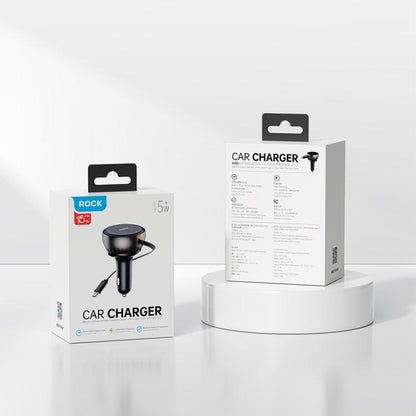 ROCK H30 45W USB-A Type-C Ports Car Charger with Retractable Type-C Cable, H30