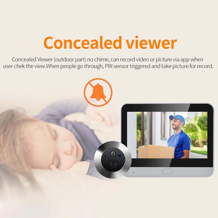 ESCAM C88 4.3 inch 1080P PIR Digital Door Viewer WiFi Video Doorbell Support Night Vision, Two-way Audio, C88