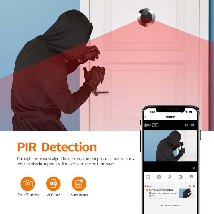 ESCAM C88 4.3 inch 1080P PIR Digital Door Viewer WiFi Video Doorbell Support Night Vision, Two-way Audio, C88