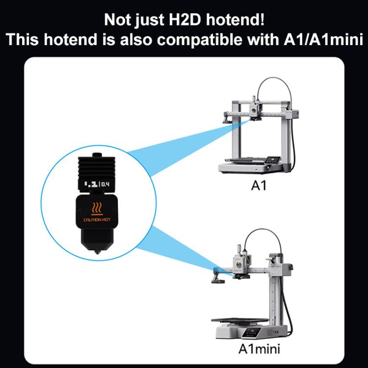 3D Printer Removable Nozzle Hot End For Bambu Lab H2D, 0.2mm Stainless Steel, 0.4mm Hardened Steel, 0.6mm Hardened Steel, 0.8mm Hardened Steel
