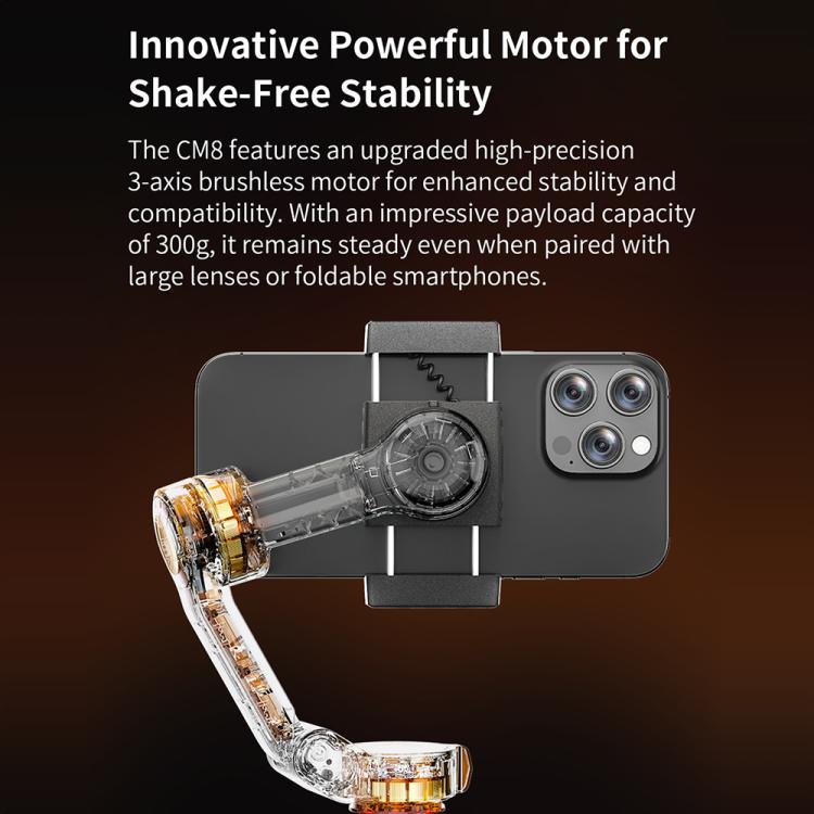 FUNSNAP CM8 Smartphone Stabilizer Foldable 3-axis Anti-shake Vlog Shooting Gimbal, Basic Version, AI Version