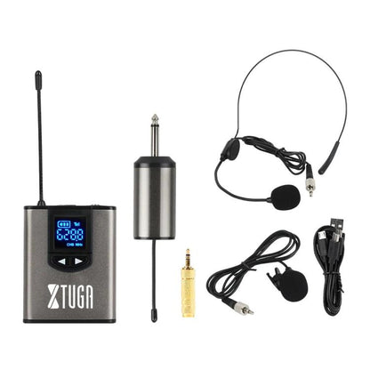 XTUGA  A1 UHF Wireless Headset Lavalier Microphone System with Bodypack Transmitter, A1