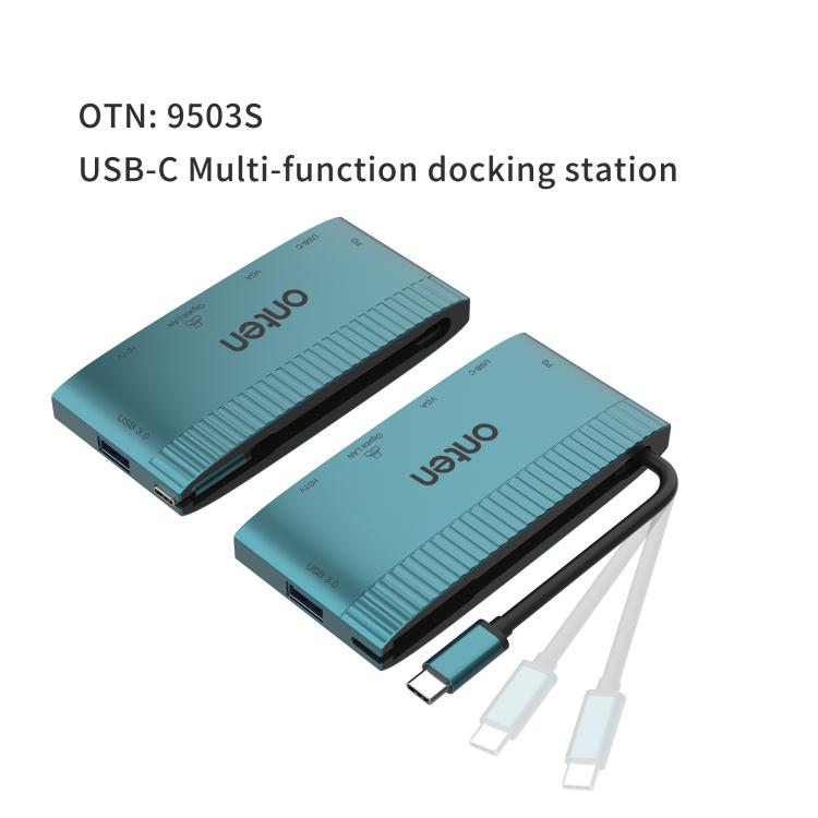 Onten 6 in 1 USB-C Multi-function Docking Station, HDTV+VGA+RJ45 Gigabit +USB-C Data +USB-C PD 3.0+USB 3.0, 9503S
