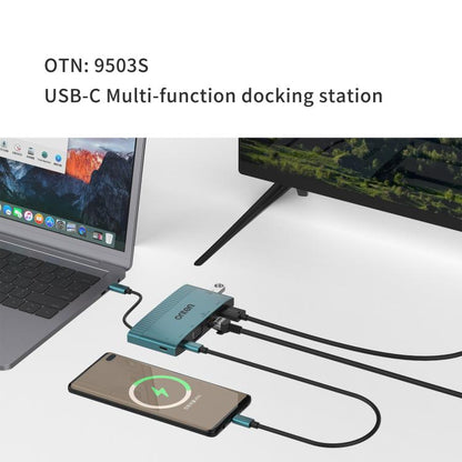 Onten 6 in 1 USB-C Multi-function Docking Station, HDTV+VGA+RJ45 Gigabit +USB-C Data +USB-C PD 3.0+USB 3.0, 9503S