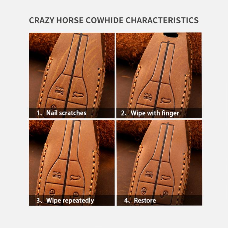 For Toyota North American 3+1-button C013 Crazy Horse Cowhide Car Key Protection Cover, For Toyota North American 3+1-button